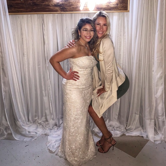 Lace Sheath Wedding Dress w/ Removable Overskirt!! - Picture 1 of 5